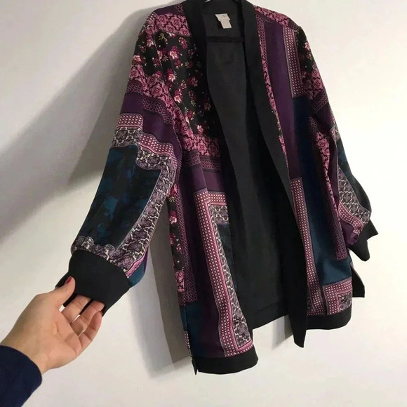 Chicos Womens Black Longsleeve Blazer Size 4 - Picture 3 of 11